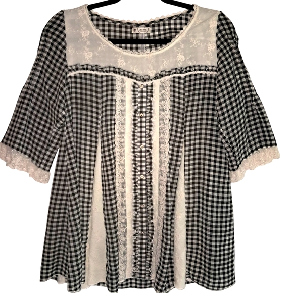 Axes Femme Babydoll Dress Short Sleeve Small/Medium Blk/White Checkered Coquette - Picture 1 of 12
